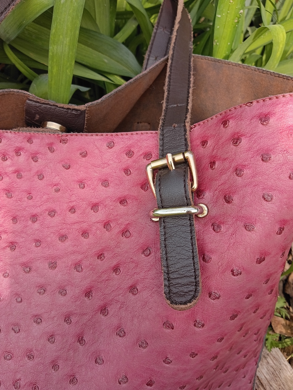 Ombre Ostrich And Suede Tote - Picture 2 of 4